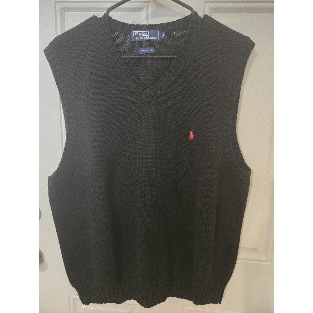 vintage Polo by Ralph Lauren black cotton sweater vest Size XL